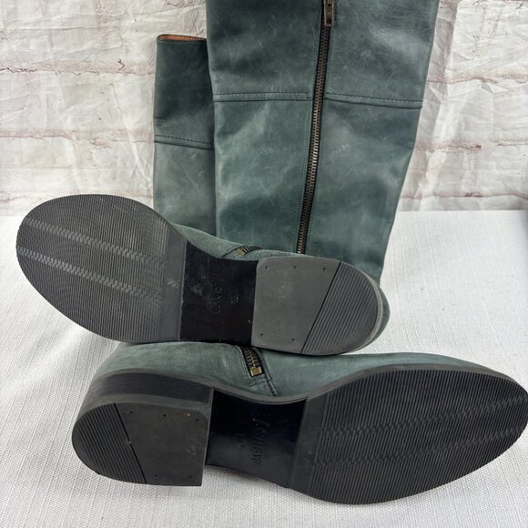 J. Crew Women's 10 Gray Leather Knee High Tall Riding Boots - Picture 13 of 14